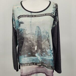MNG by Mango Mesh "Every Day Is A Second Chance" Graphic T-Shirt